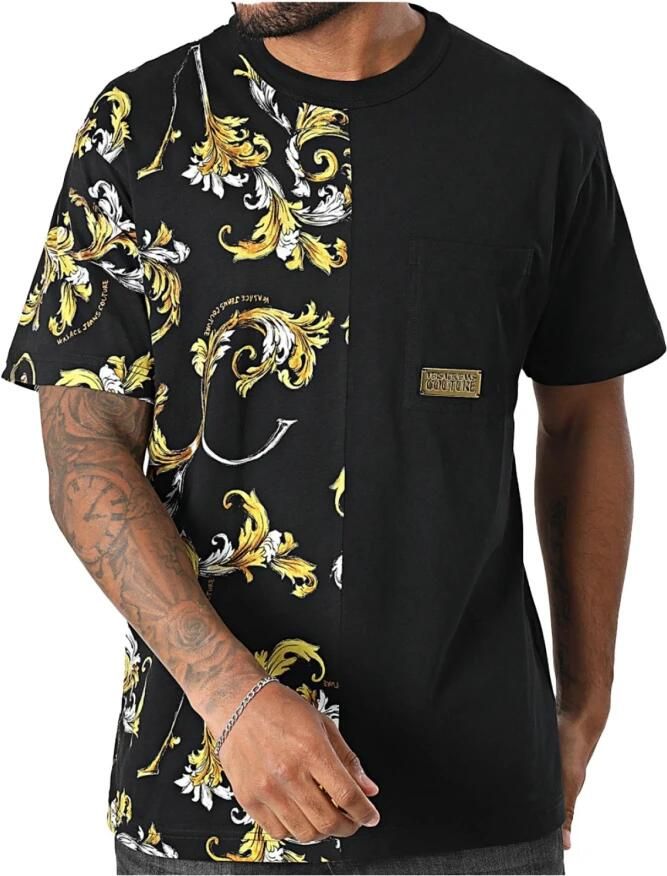 Versace Jeans Couture Barocco Outline T-shirt Zwart Korte Mouw Multicolor Heren - Foto 6