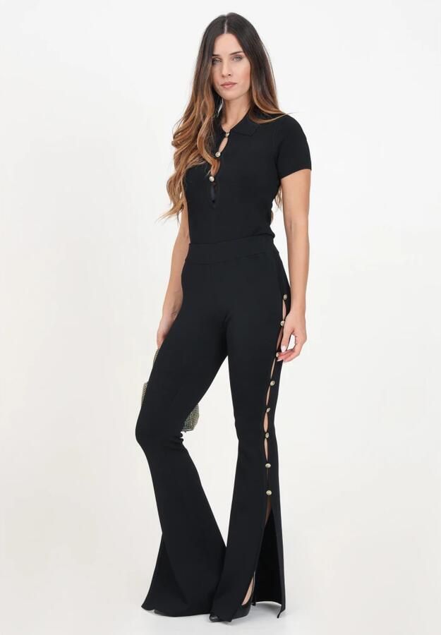 Versace Jeans Couture Zwarte casual broek met uitlopende pijpen Black Dames - Foto 5