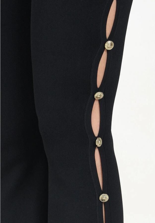 Versace Jeans Couture Zwarte casual broek met uitlopende pijpen Black Dames