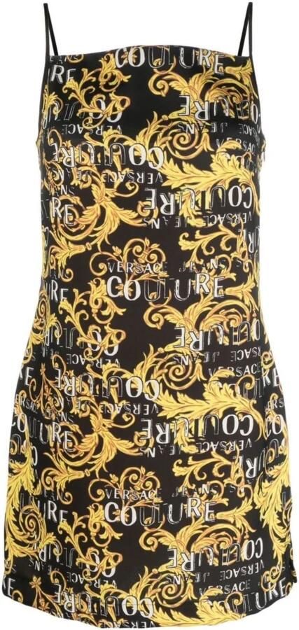 Versace Jeans Couture Zwarte Jurk met Vierkante Halslijn Black Dames - Foto 6