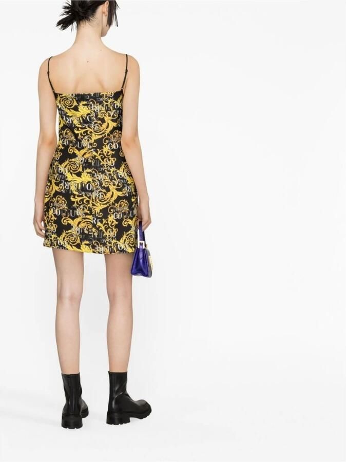 Versace Jeans Couture Zwarte Jurk met Vierkante Halslijn Black Dames - Foto 5