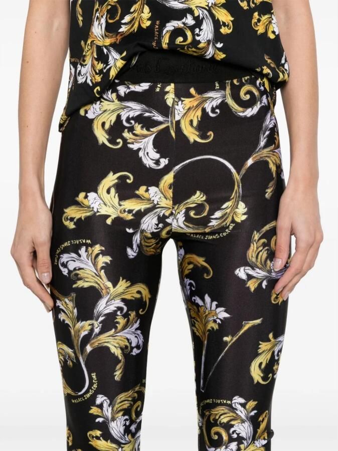 Versace Jeans Couture Zwarte en Gouden Modetrousers Multicolor Dames
