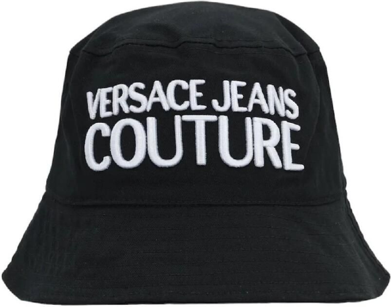 Versace Jeans Couture Zwarte Katoenen Herenhoed met Logo L Black Heren