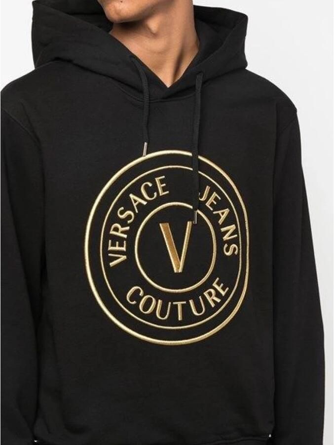 Versace Jeans Couture Zwarte Hoodie Stijlvol Casual Luxe Black Heren