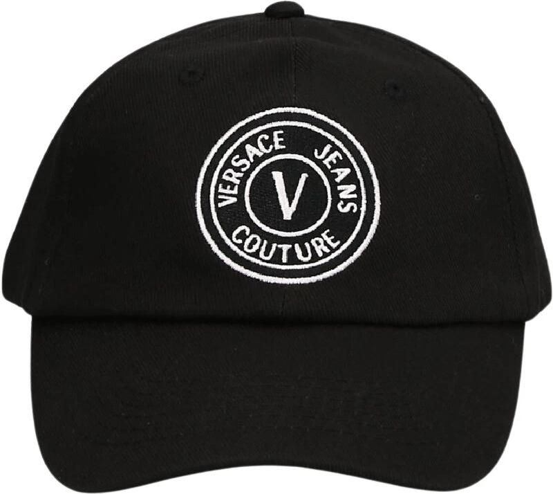 Versace Jeans Couture Zwarte Katoenen Herenhoed met Wit Logo Black