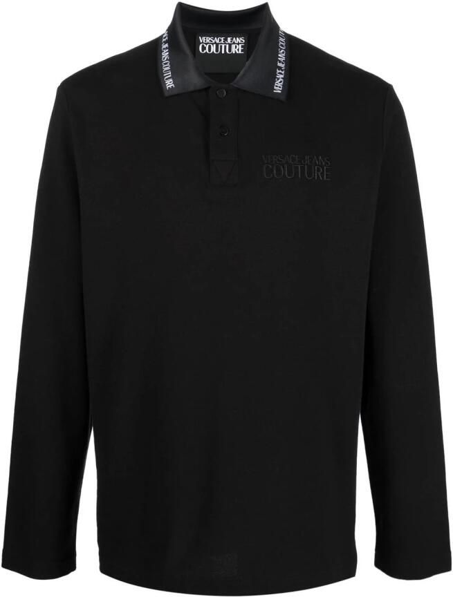Versace Jeans Couture Zwarte Katoenen Polo Met Korte Mouwen Black Heren