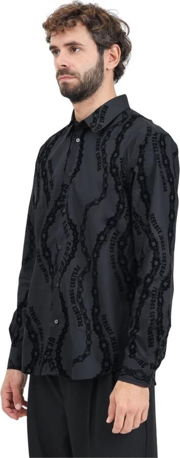 Versace Jeans Couture Zwarte lange mouw Chain Couture overhemd Black Heren