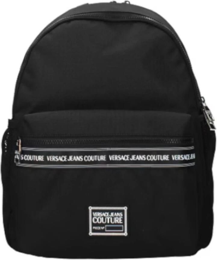 Versace Jeans Couture Zwarte nylon rugzak voor heren met laptopvak Black Heren