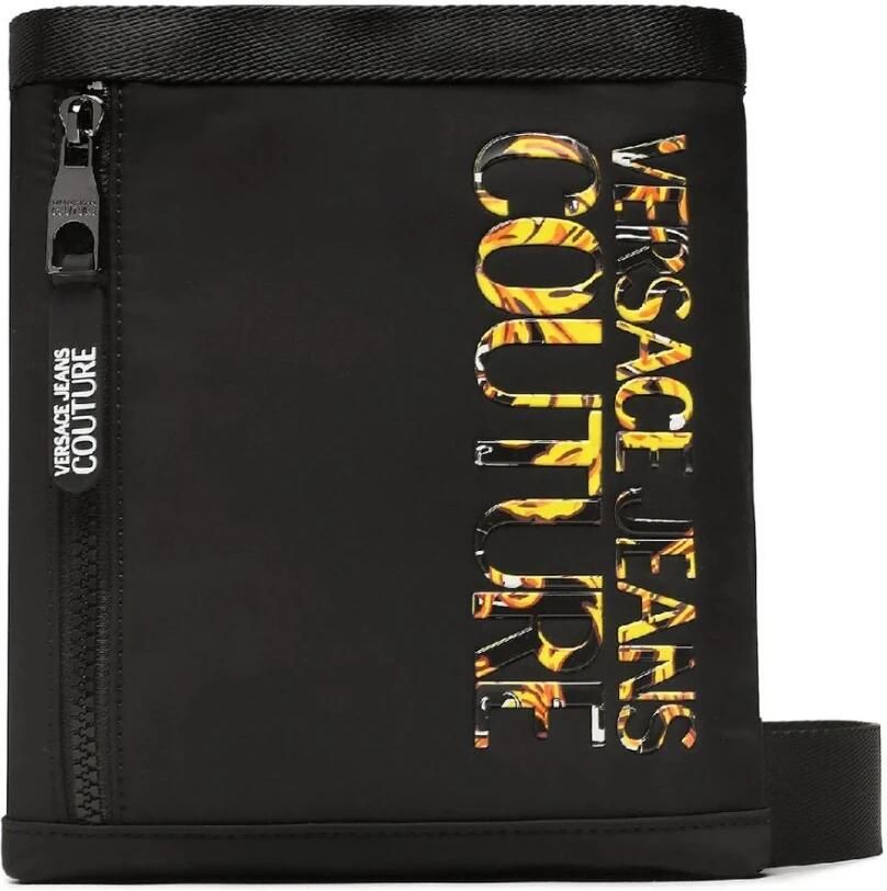 Versace Jeans Couture Zwarte Nylon Schoudertas met Iconisch Logo Black Heren