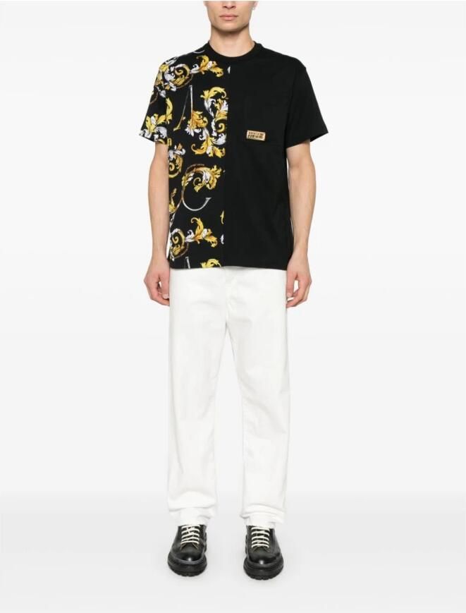 Versace Jeans Couture Barocco Outline T-shirt Zwart Korte Mouw Multicolor Heren - Foto 4