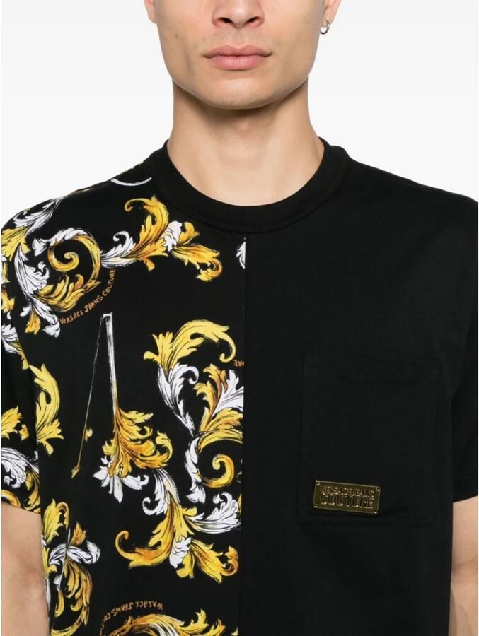Versace Jeans Couture Barocco Outline T-shirt Zwart Korte Mouw Multicolor Heren
