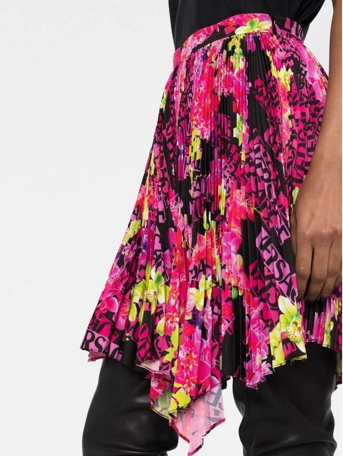 Versace Geplooide Orchideeënprint Mini Rok Multicolor Dames - Foto 2