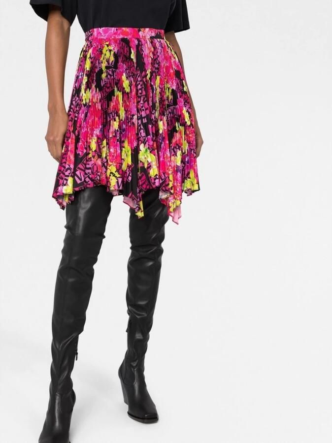Versace Geplooide Orchideeënprint Mini Rok Multicolor Dames - Foto 3
