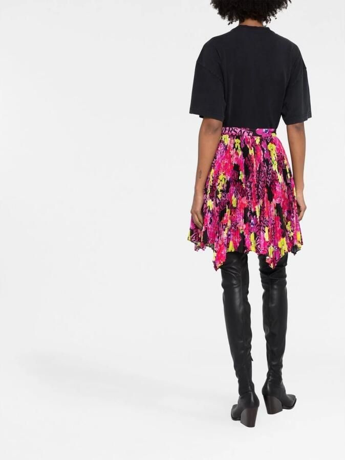 Versace Geplooide Orchideeënprint Mini Rok Multicolor Dames - Foto 4