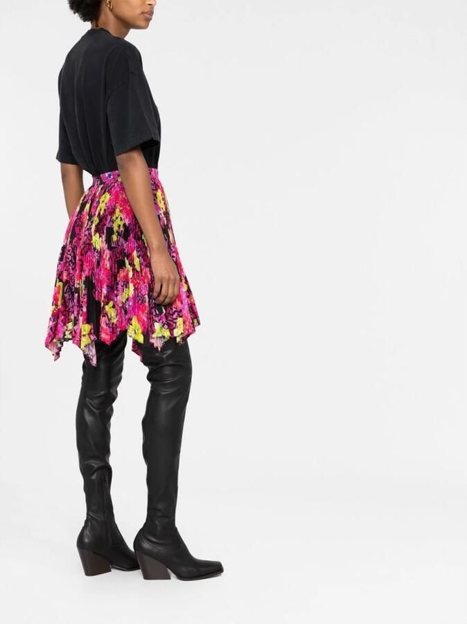 Versace Geplooide Orchideeënprint Mini Rok Multicolor Dames - Foto 5