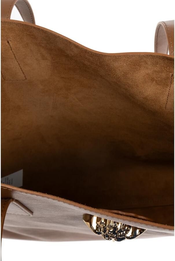 Versace Elegante leren tote tas met Medusa-plaque Brown