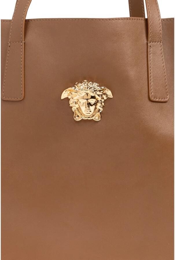 Versace Elegante leren tote tas met Medusa-plaque Brown - Foto 2