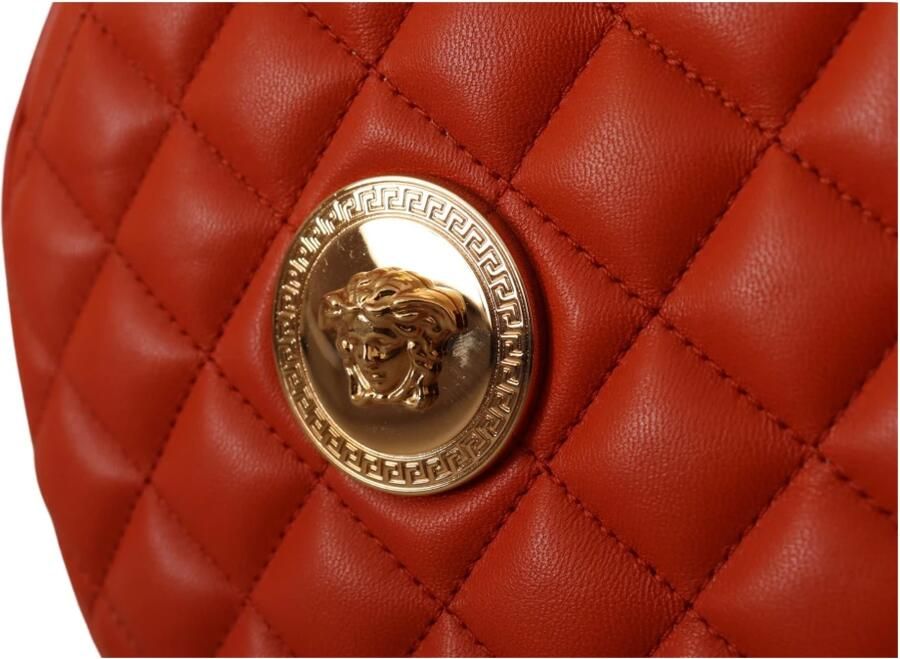 Versace Rode Nappa Leren Medusa Ronde Crossbody Tas Red Dames - Foto 3