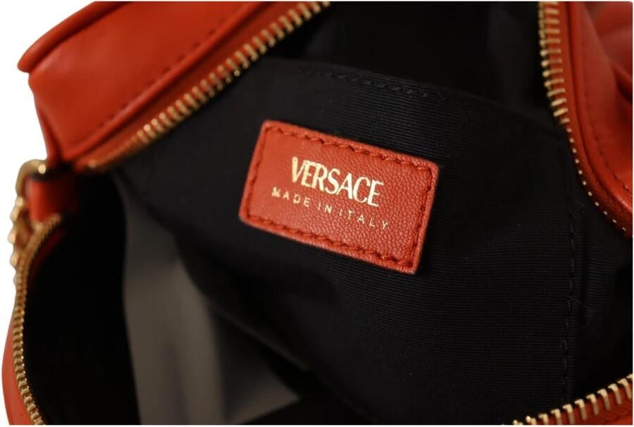 Versace Rode Nappa Leren Medusa Ronde Crossbody Tas Red Dames - Foto 4