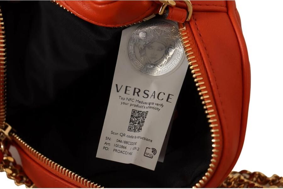 Versace Rode Nappa Leren Medusa Ronde Crossbody Tas Red Dames - Foto 5