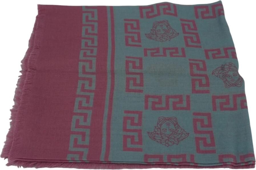 Versace Medusa Cashmere Sjaal Roze Grijs Multicolor Unisex - Foto 3