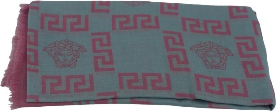 Versace Medusa Cashmere Sjaal Roze Grijs Multicolor Unisex - Foto 2