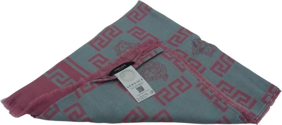 Versace Medusa Cashmere Sjaal Roze Grijs Multicolor Unisex