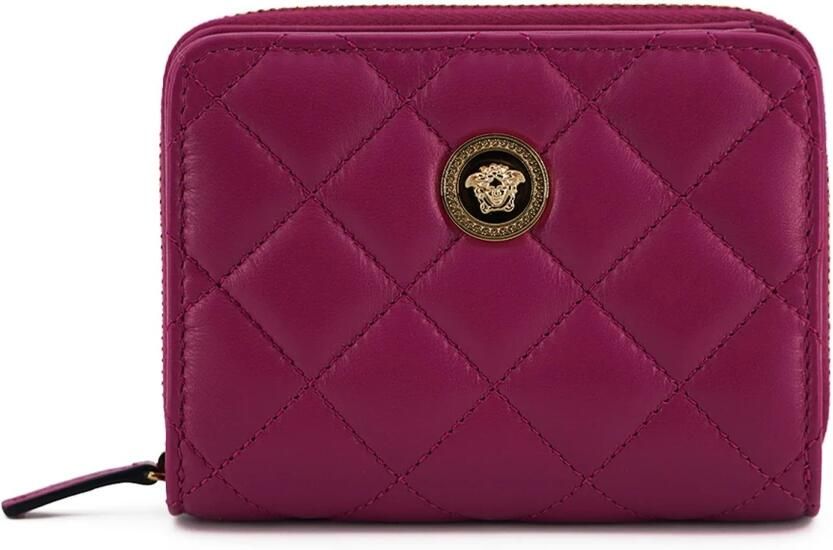 Versace Paarse Gewatteerde Nappa Leren Bifold Portemonnee Purple Dames - Foto 5