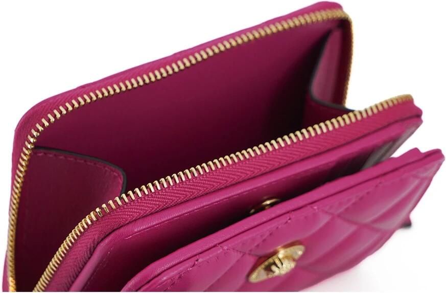 Versace Paarse Gewatteerde Nappa Leren Bifold Portemonnee Purple Dames