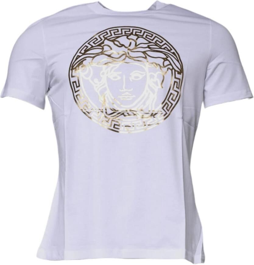 Versace Medusa Print Katoen Crew Neck T-shirt White Heren