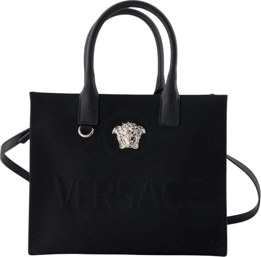 Versace Zwarte Tote Tas met Leren Handvatten en Afneembare Schouderband Black Dames - Foto 3