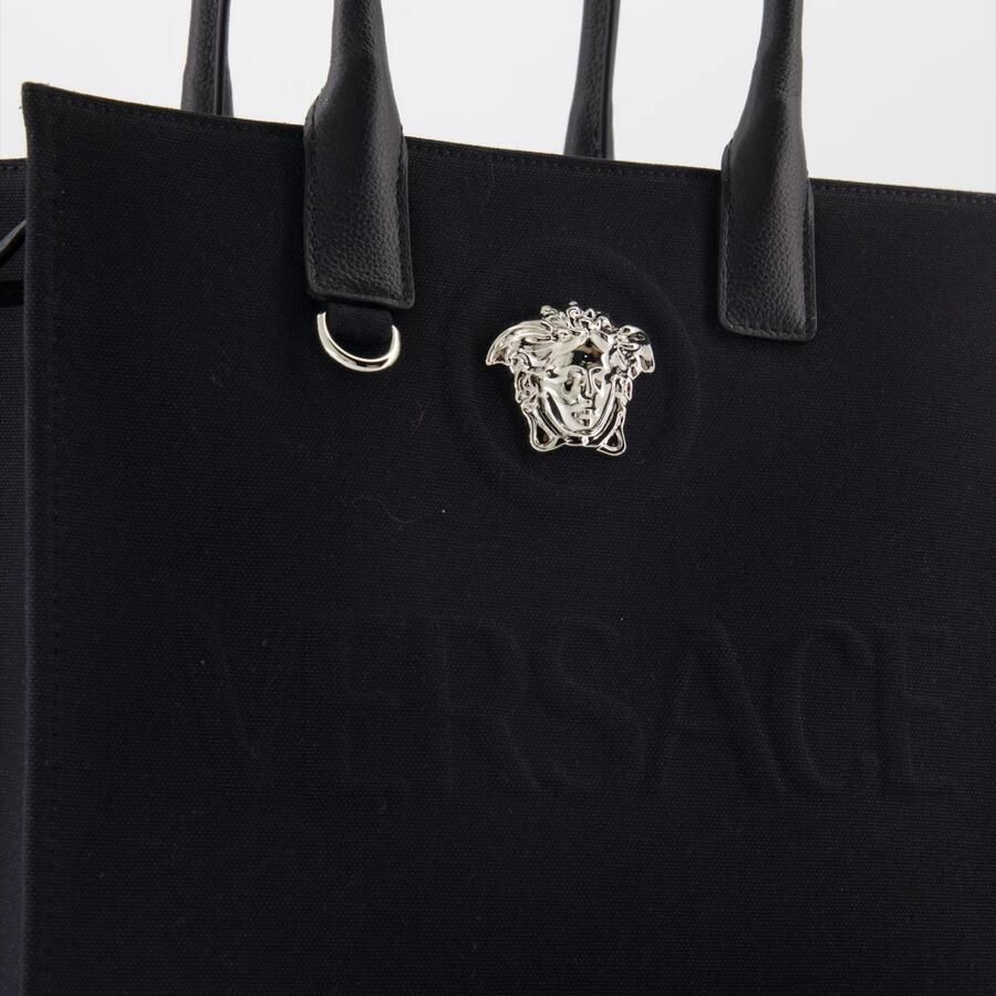 Versace Zwarte Tote Tas met Leren Handvatten en Afneembare Schouderband Black Dames