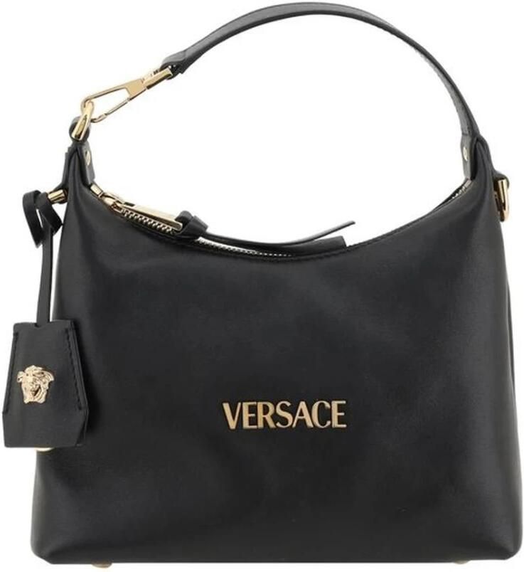 Versace Handtas Lederen Hobo handtas met afneembare riem en monogram plaquette - Foto 10