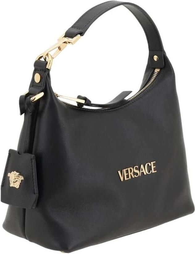 Versace Handtas Lederen Hobo handtas met afneembare riem en monogram plaquette - Foto 13