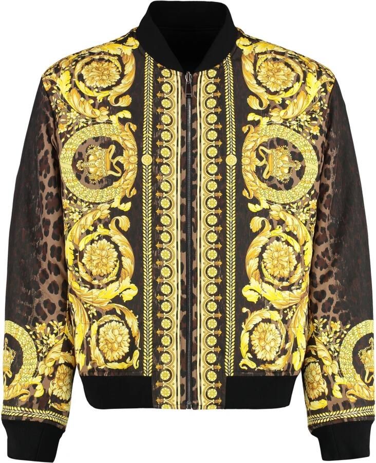 Versace Omkeerbare bomberjack met geribbelde randen Multicolor Heren