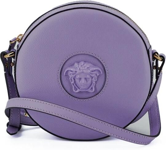 Versace Paarse Kalfsleren Ronde Disco Schoudertas Purple Dames - Foto 5