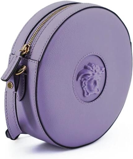 Versace Paarse Kalfsleren Ronde Disco Schoudertas Purple Dames - Foto 4