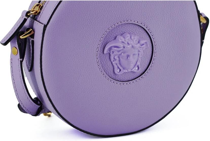 Versace Paarse Kalfsleren Ronde Disco Schoudertas Purple Dames - Foto 2