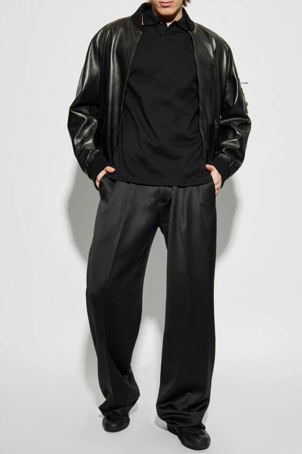 Versace Monochrome Polo Shirt met Geribbelde Kraag Black Heren - Foto 3