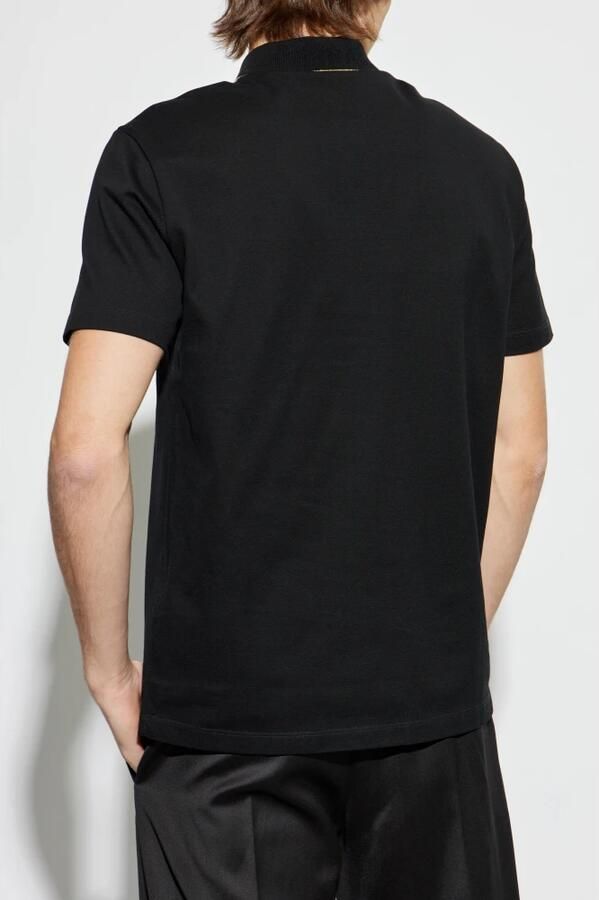 Versace Monochrome Polo Shirt met Geribbelde Kraag Black Heren - Foto 5