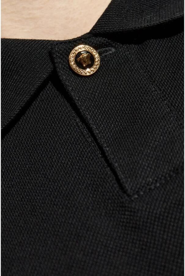 Versace Monochrome Polo Shirt met Geribbelde Kraag Black Heren - Foto 2