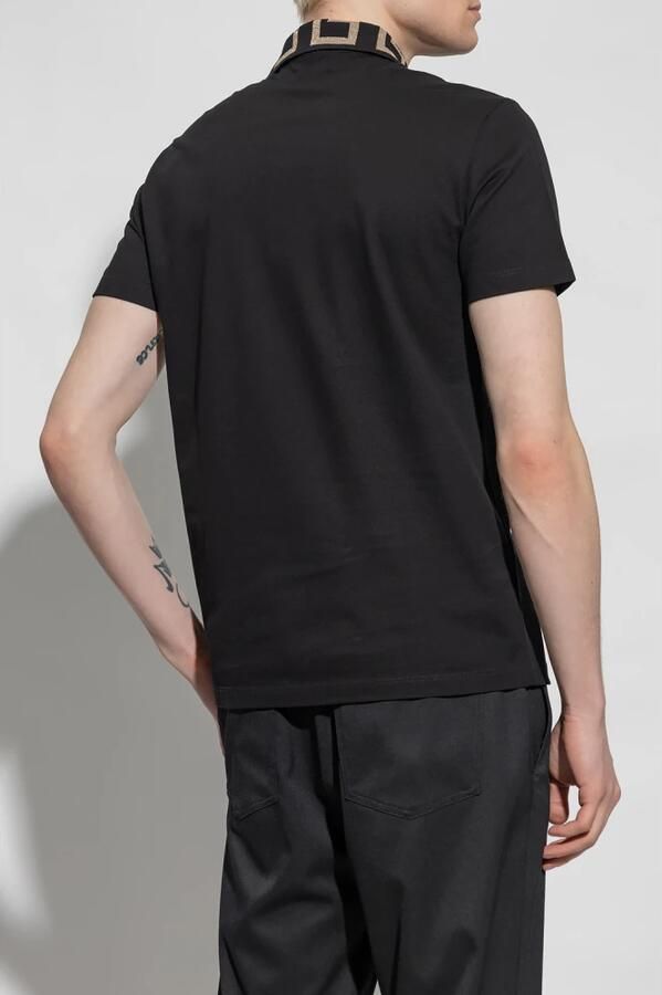 Versace Grieks Motief Geborduurde Katoenen Polo Black Heren - Foto 6