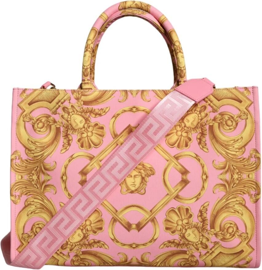 Versace Boodschappentas La Medusa Draagtas Roze Canvas - Foto 6