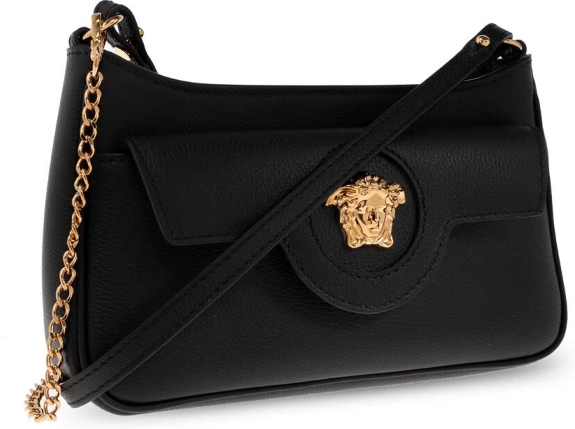 Versace Zwarte leren schoudertas met flap Black Dames - Foto 4