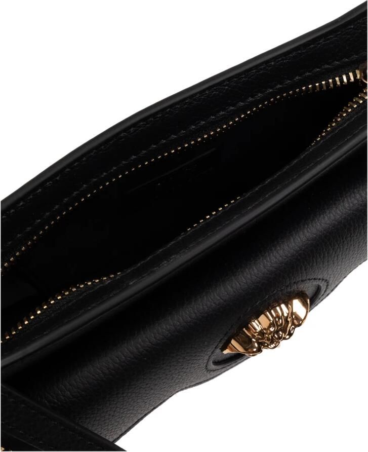 Versace Zwarte leren schoudertas met flap Black Dames