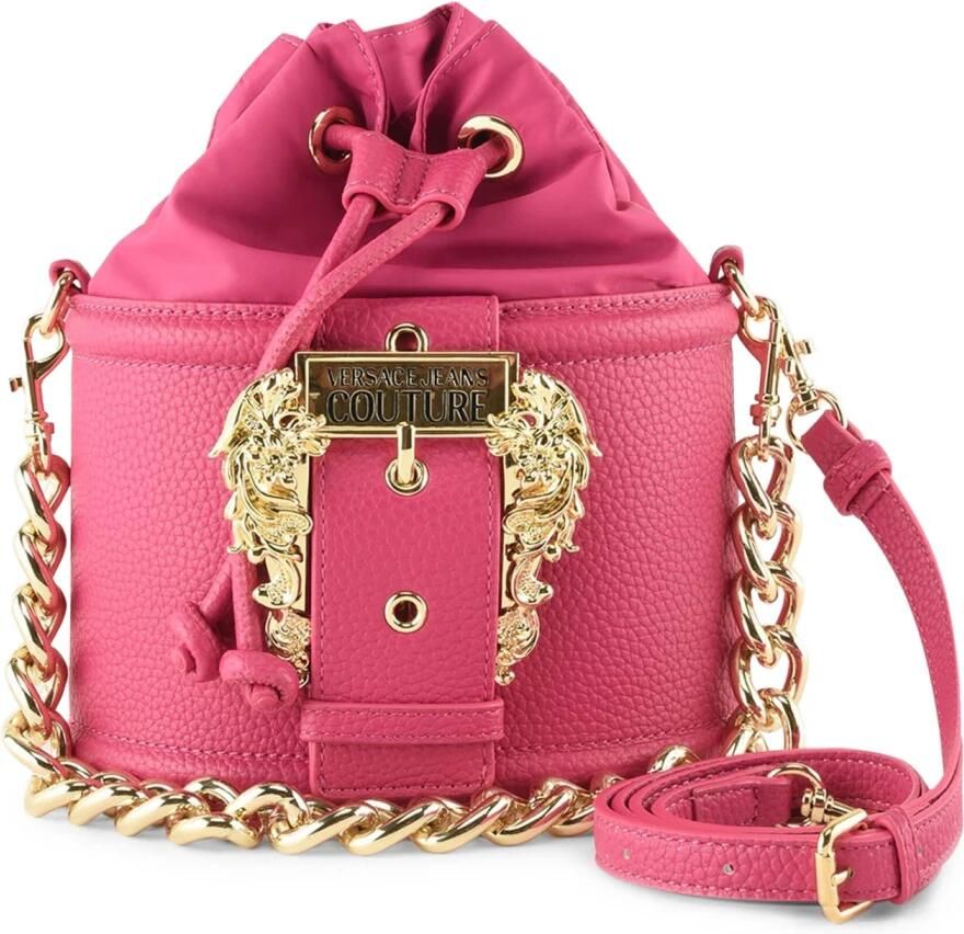 Versace Jeans Couture Fuchsia Handtas met Kettinghengsel en Verstelbare Schouderband Pink Dames