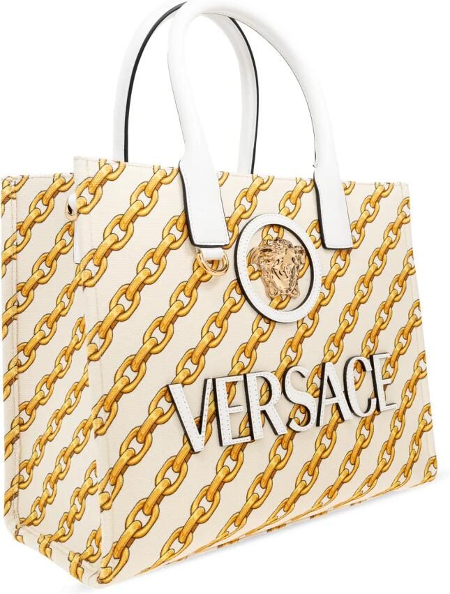 Versace Shoppers & Totes Small 'Chain Stripes La Medusa' Shopping Bag in beige - Foto 2