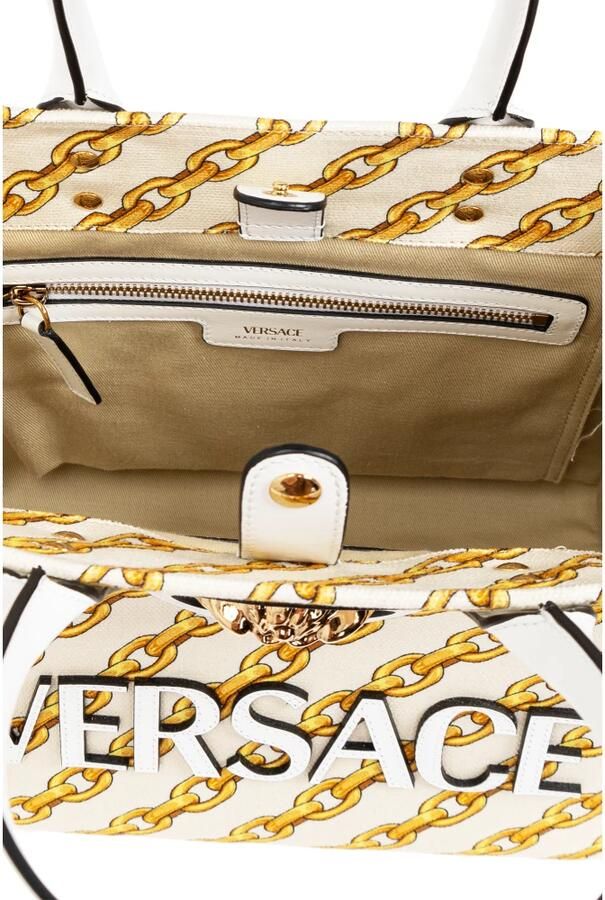 Versace Shoppers & Totes Small 'Chain Stripes La Medusa' Shopping Bag in beige - Foto 3