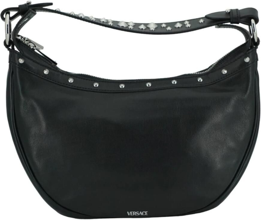 Versace Zwarte Kalfsleren Kleine Hobo Tas Black Heren - Foto 3