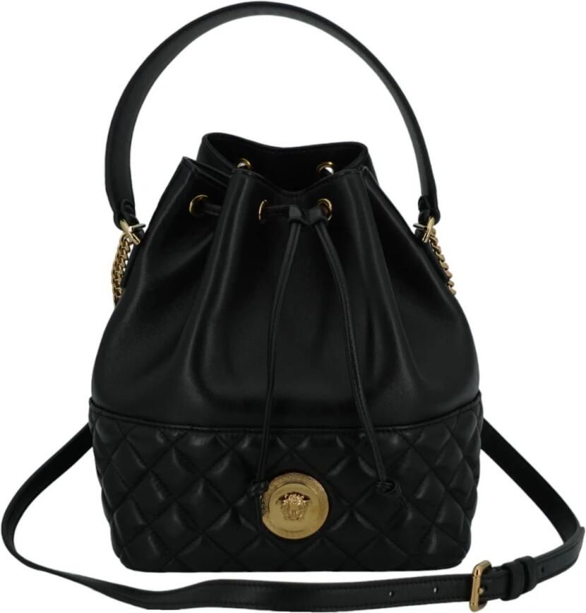 Versace Elegante zwarte leren Medusa Bucket tas Black Dames - Foto 5